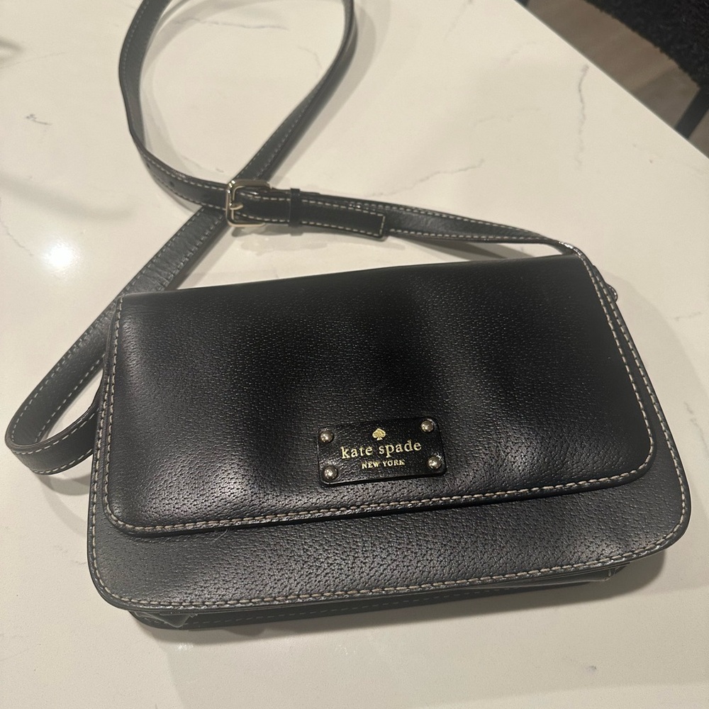 Kate Spade Black Crossbody Bag with Stitch Detail